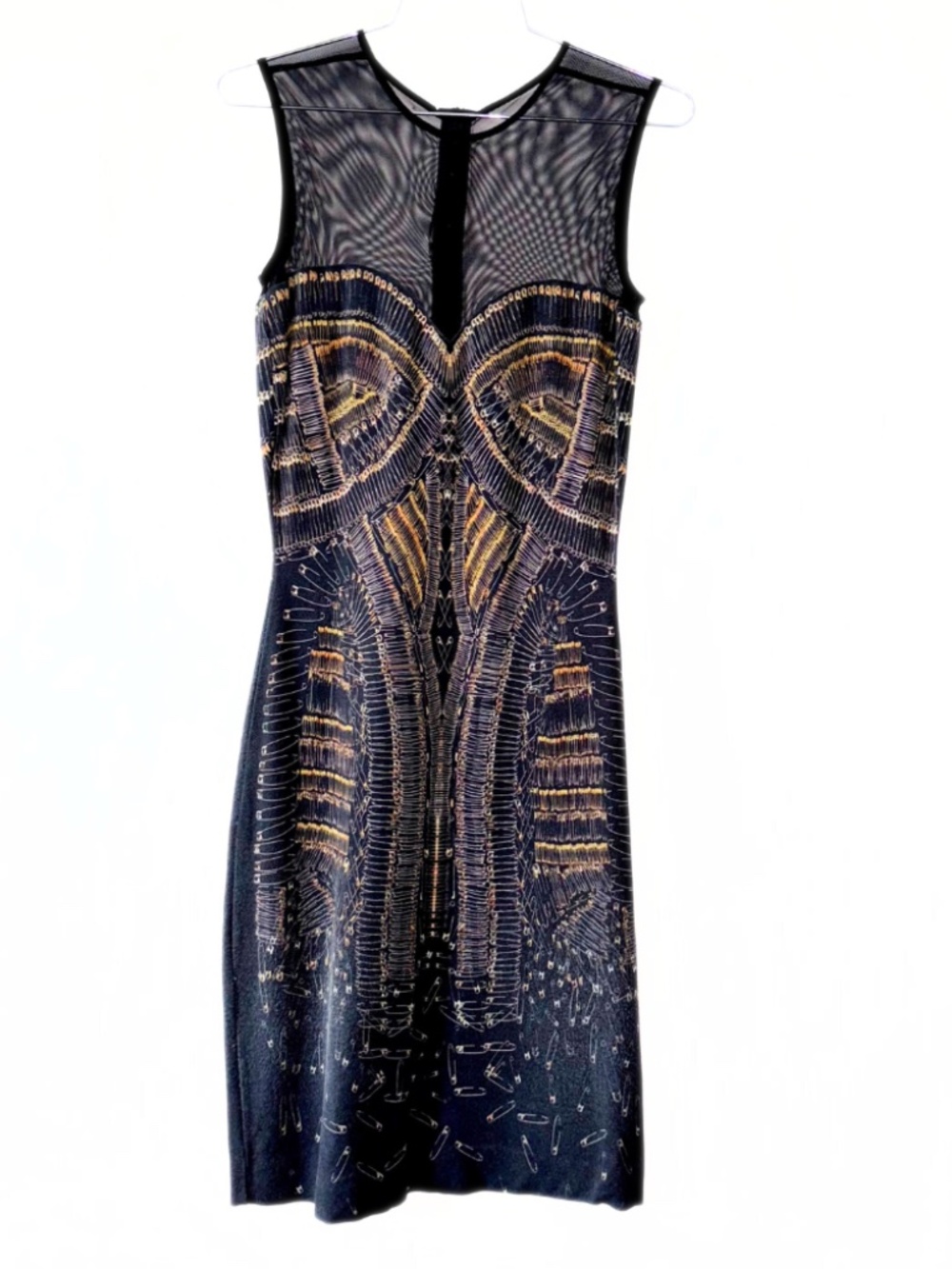 McQ By Alexander McQueen Vintage Black Safety Pin Print Dress Size XS